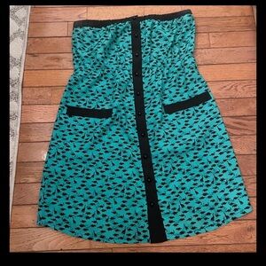 Pretty Rebellious Teal and Black Strapless Dress